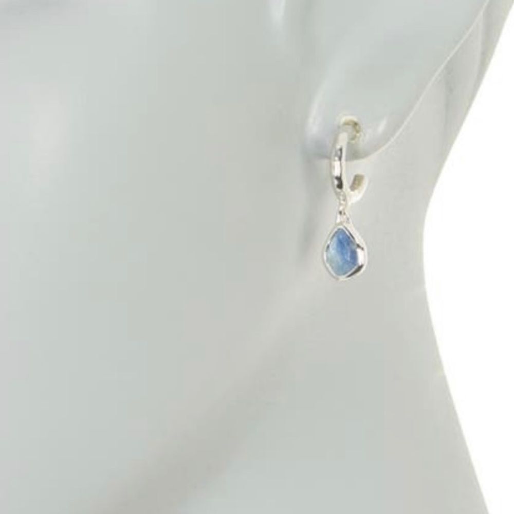MONICA VINADER Silver Hoop Earrings with Blue Gem Drop - Picture 6 of 16